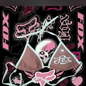 Fox Pink and White Triangle Bikini Top